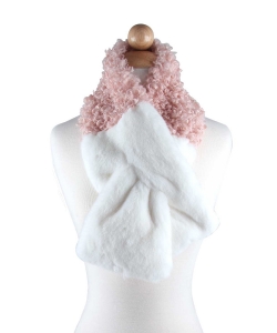 Faux Fur Two-Color Neck Warmer Scarf SF320003 WHITE